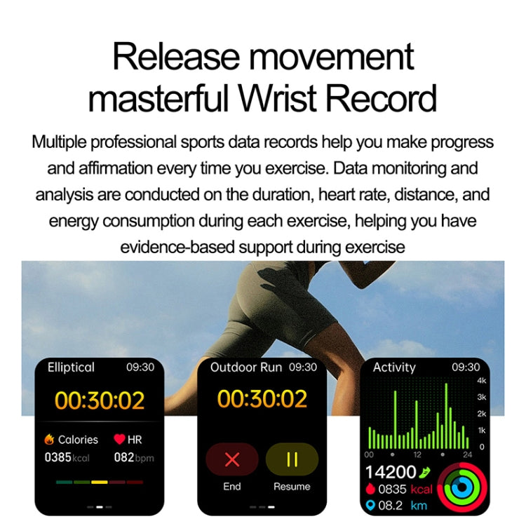 Montre intelligente étanche IP68 avec bracelet en silicone de 2,04 pouces ET585, prise en charge de la mesure de la composition sanguine/ECG