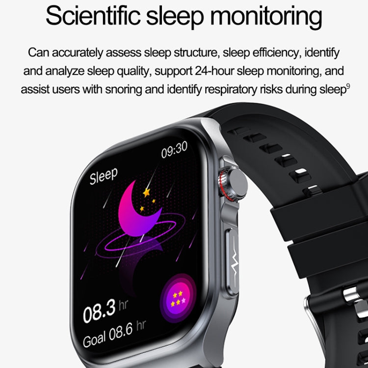 Montre intelligente étanche IP68 avec bracelet en silicone de 2,04 pouces ET585, prise en charge de la mesure de la composition sanguine/ECG