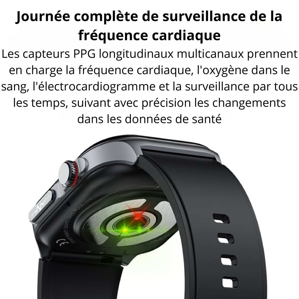 Montre intelligente étanche IP68 avec bracelet en silicone de 2,04 pouces ET585, prise en charge de la mesure de la composition sanguine/ECG