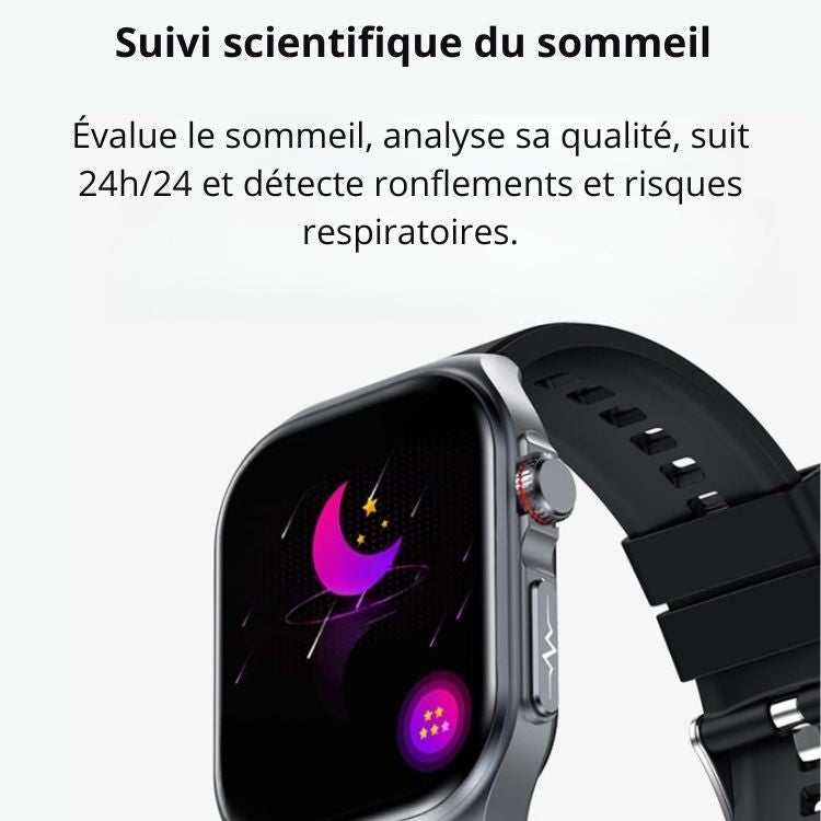 Montre intelligente étanche IP68 avec bracelet en silicone de 2,04 pouces ET585, prise en charge de la mesure de la composition sanguine/ECG