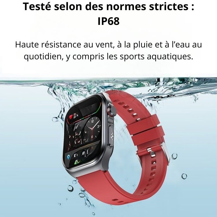 Montre intelligente étanche IP68 avec bracelet en silicone de 2,04 pouces ET585, prise en charge de la mesure de la composition sanguine/ECG