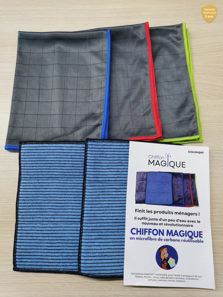 chiffons magiques microfibre carbone réutilisables