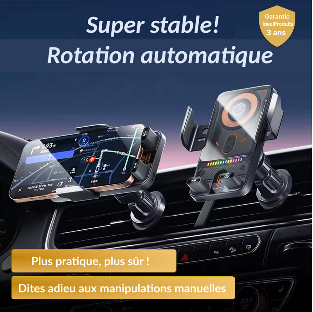 Support Chargeur sans Fil Rotation Automatique